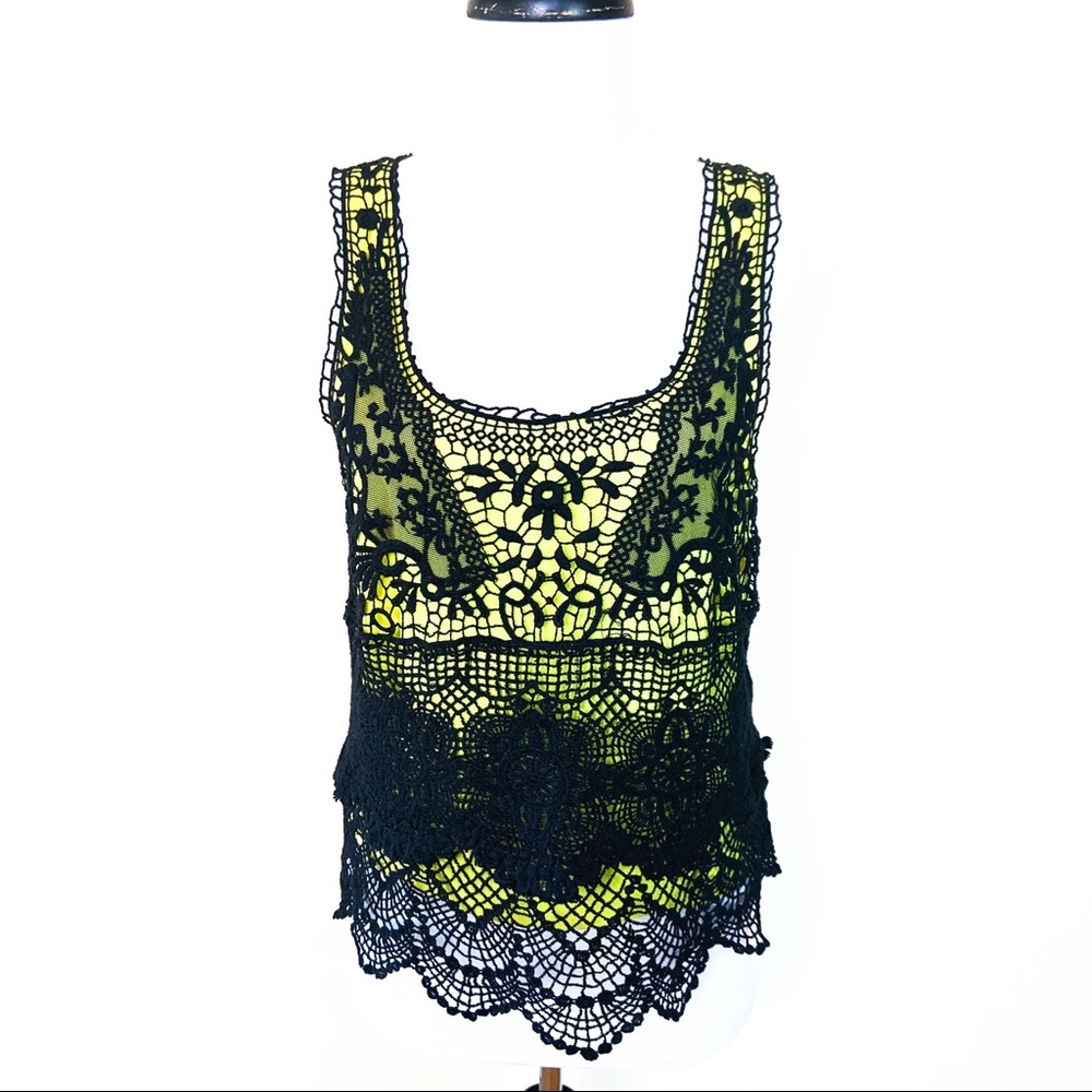Staring at Stars Green/Black lace overlay Tank